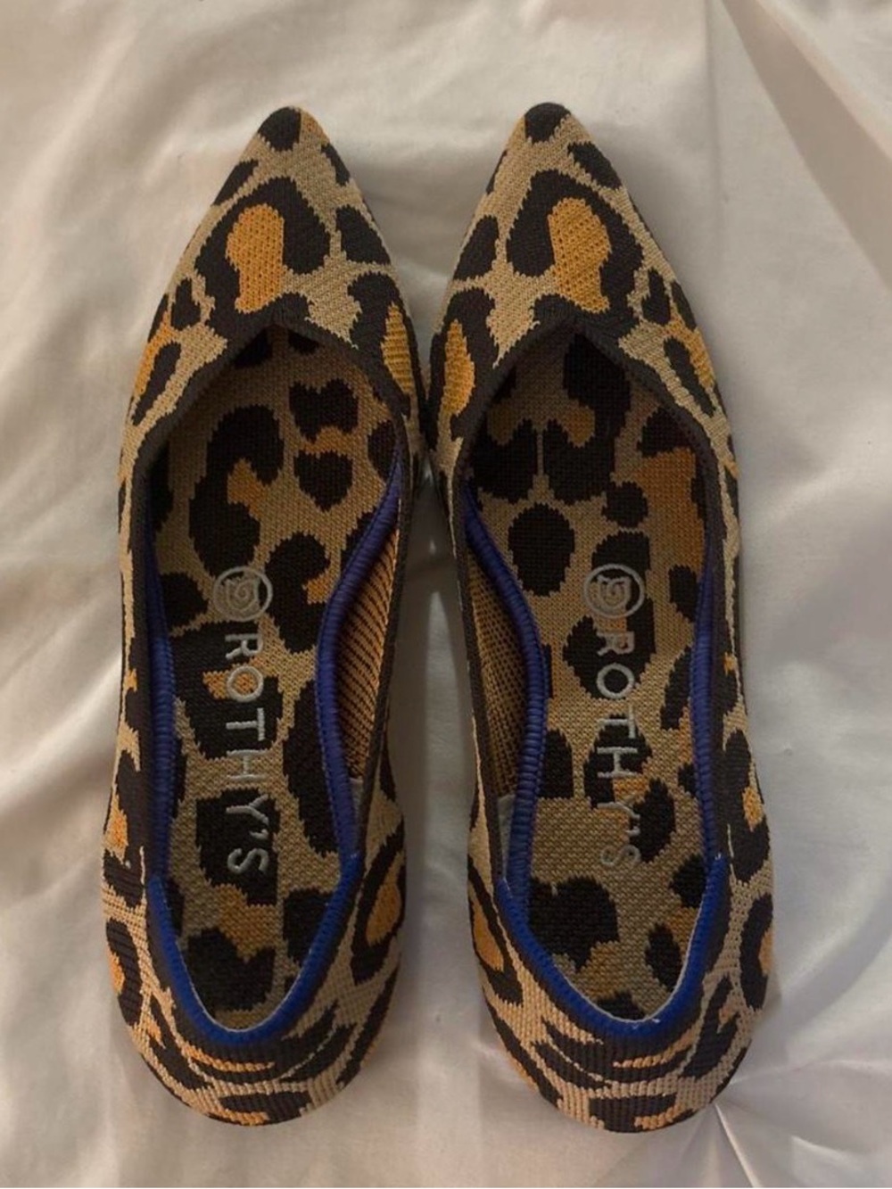 Rothy's Leopard Pointed Knit Flats - Brown/Black/Gold
